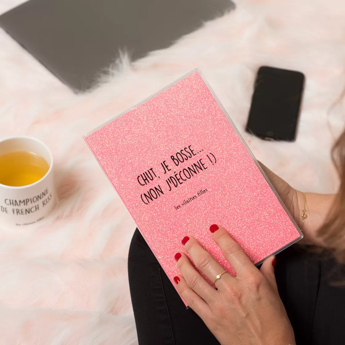 La Chaise Longue Loisirs & Entretien-CARNET A5 PAILLETTES ROSE CHUT JE BOSSE