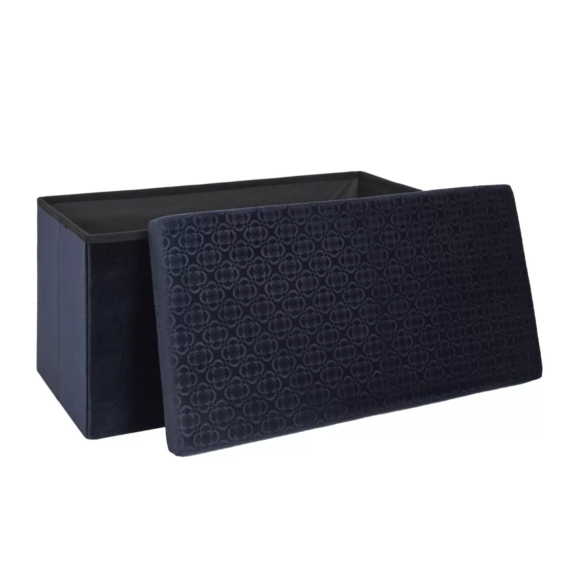 La Chaise Longue Mobilier-COFFRE BANC PLIABLE RETRO BLEU NUIT