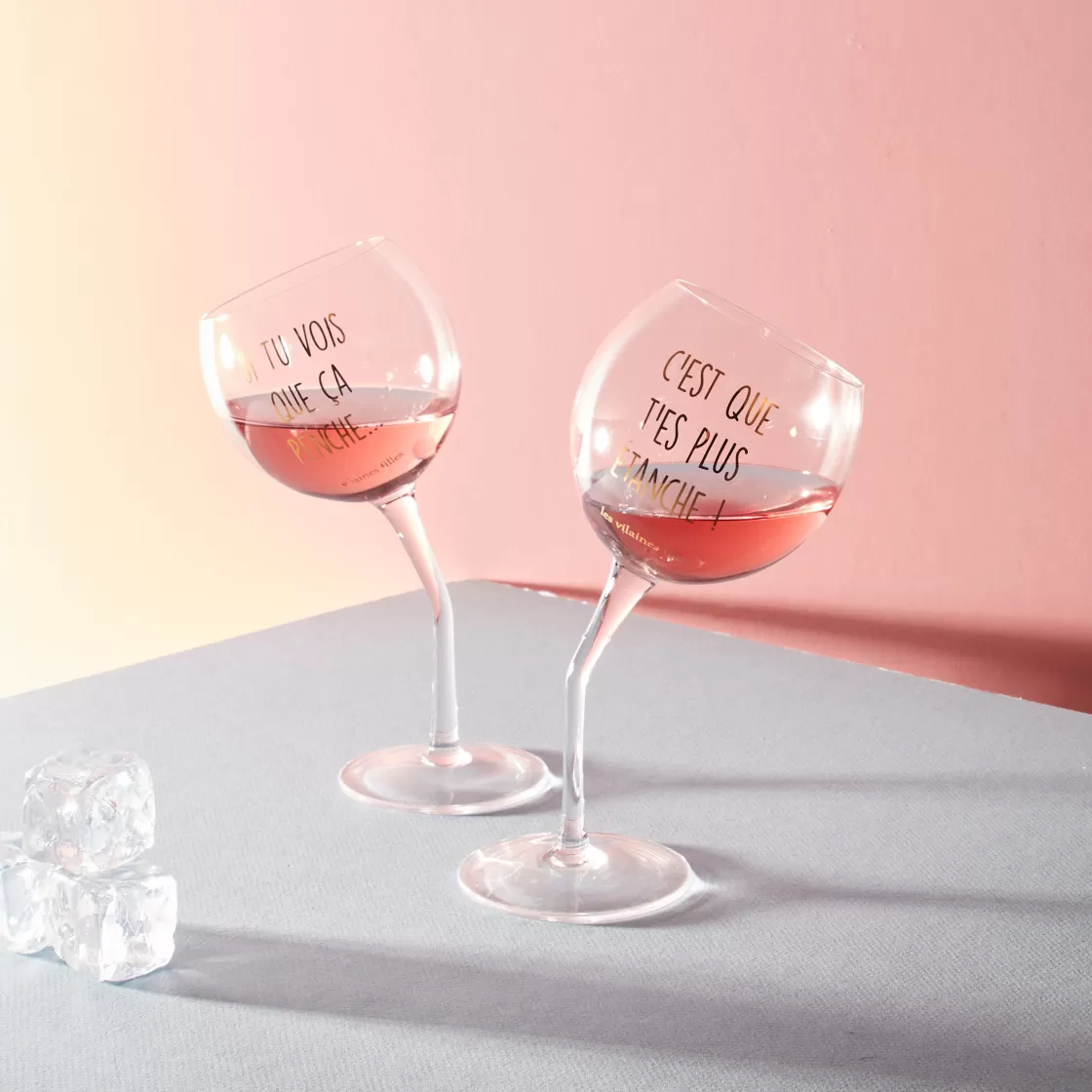 La Chaise Longue Vin & Champagne | Boissons & Cocktails-COFFRET 2 VERRES PENCHES DORES