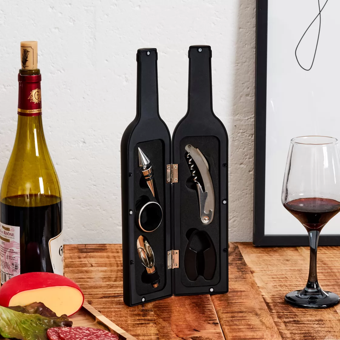 La Chaise Longue Vin & Champagne-COFFRET BOUTEILLE 5 ACCESSOIRES VIN MEILLEUR PAPA