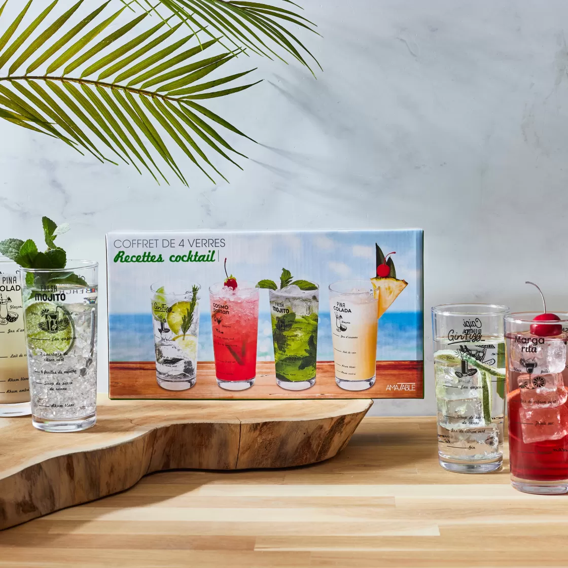 La Chaise Longue Boissons & Cocktails-COFFRET VERRES RECETTES COCKTAILS