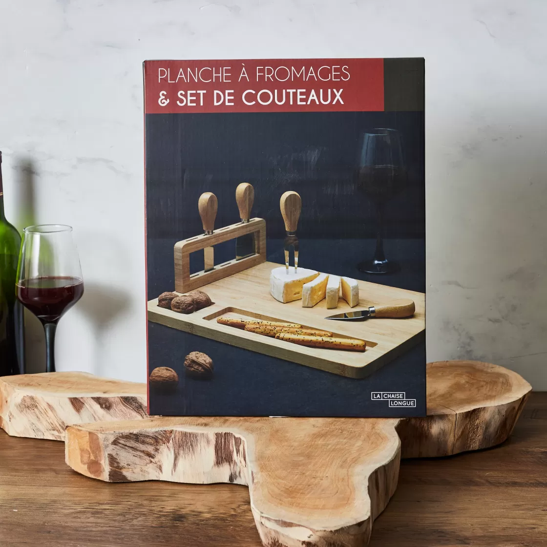 La Chaise Longue Art De La Table | Accessoires-PLANCHE A FROMAGE 4 COUTEAUX BAMBOU