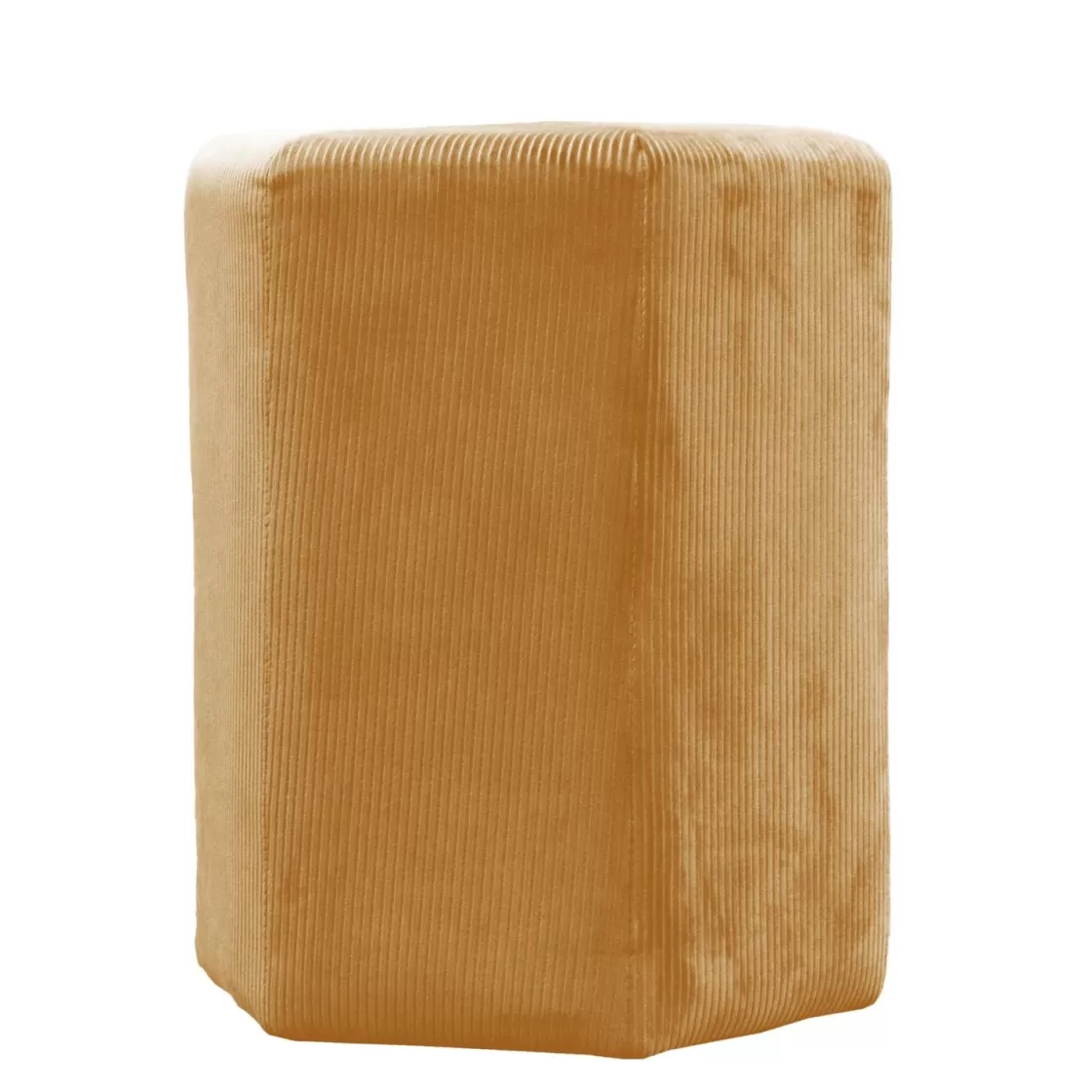 La Chaise Longue Mobilier-POUF VELOURS COTELE 35CM GIULIA JAUNE MOUTARDE