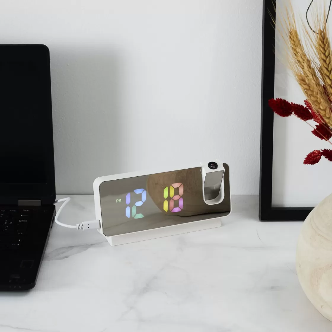 La Chaise Longue Horloge & Réveil-REVEIL PROJECTEUR MIROIR RAINBOW