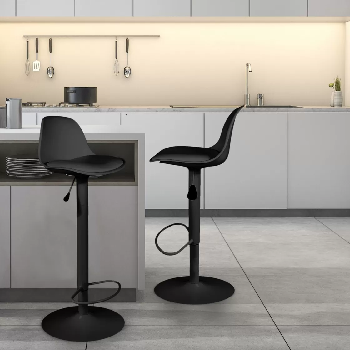 La Chaise Longue Mobilier-TABOURET DE BAR ISAK NOIR - Lot de 2