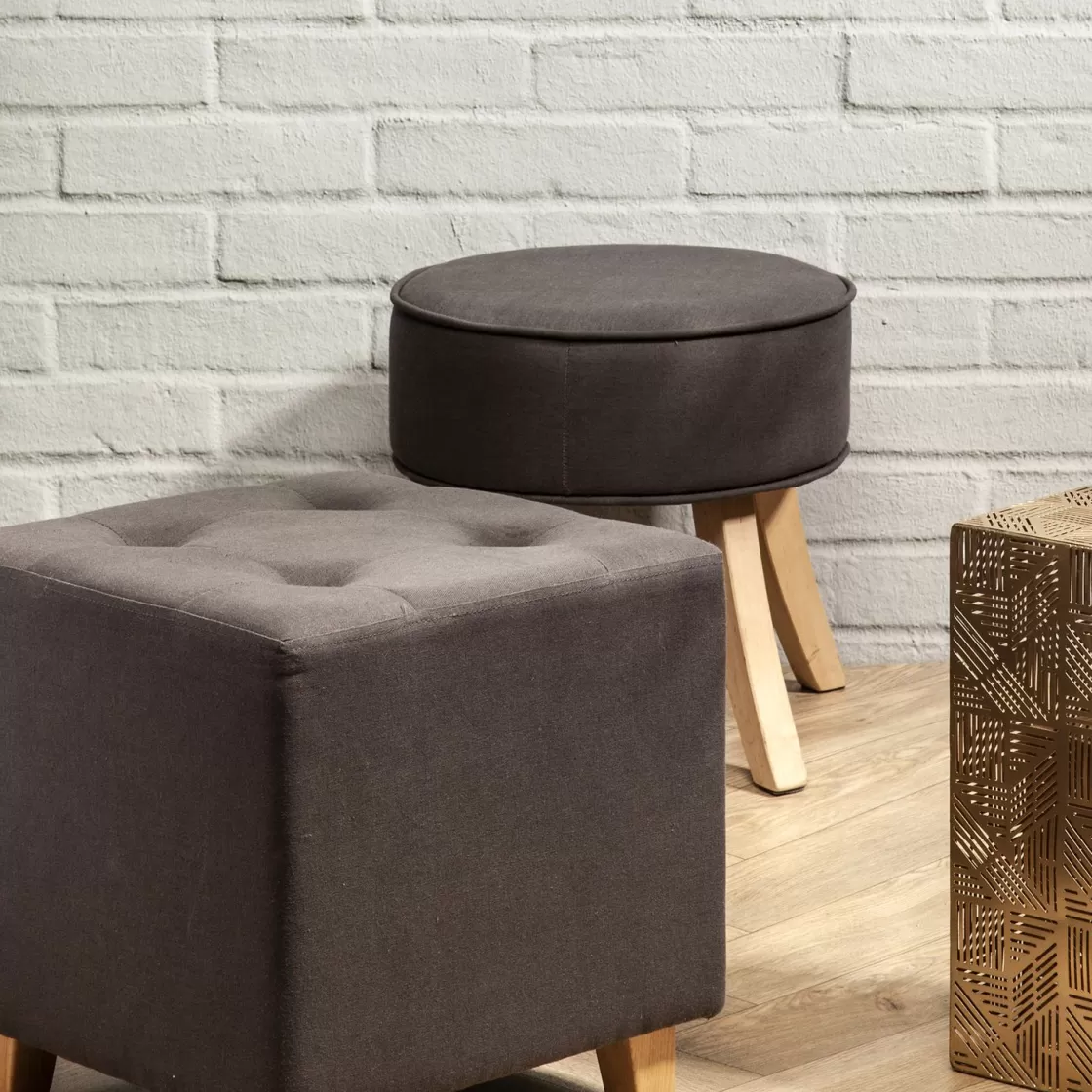 La Chaise Longue Mobilier-TABOURET ROMEO GRIS