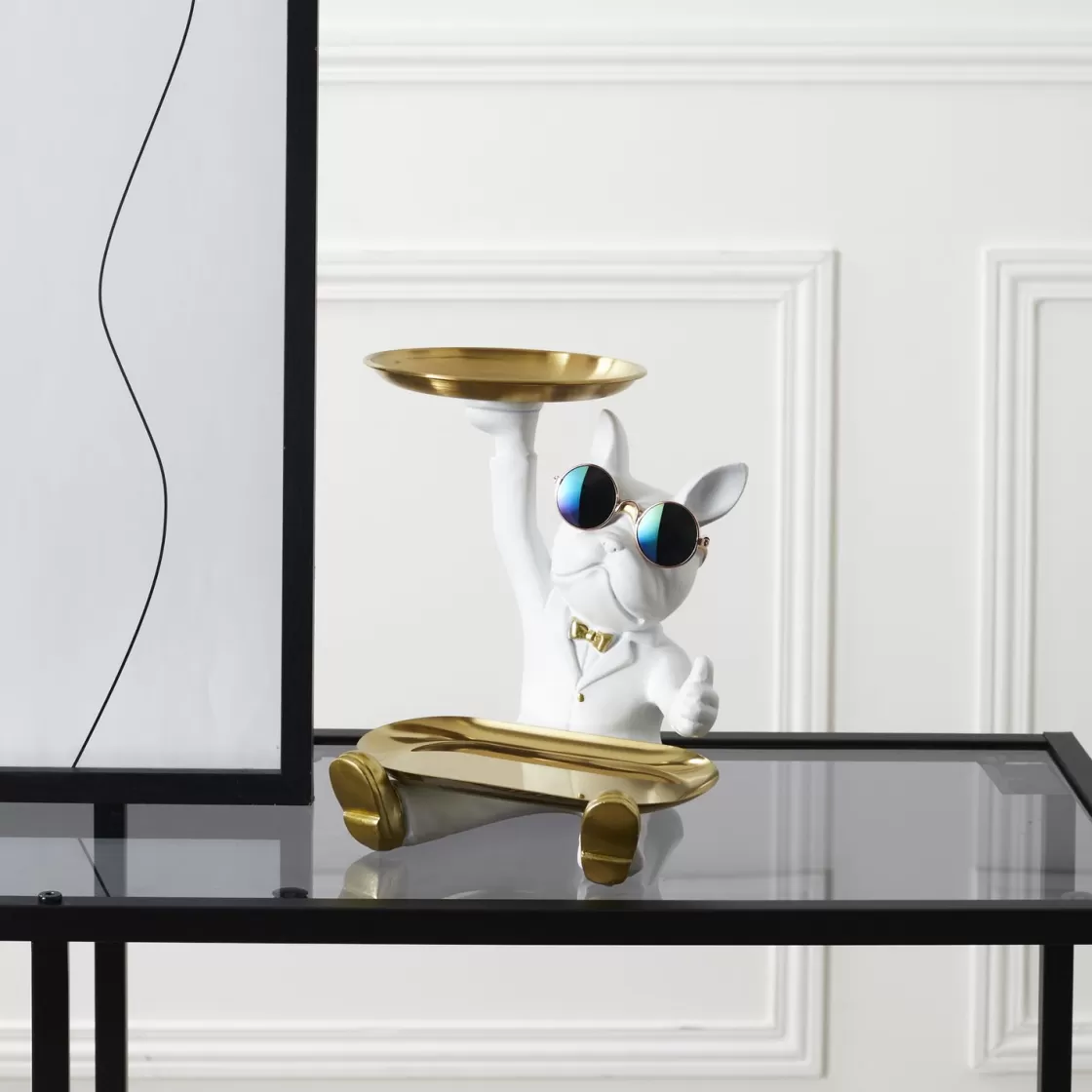 La Chaise Longue Déco-VIDE POCHES BOULEDOGUE 2 PLATEAUX BLANC