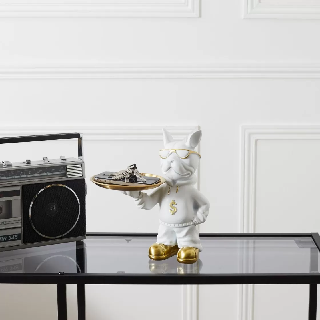 La Chaise Longue Déco-VIDE POCHES BOULEDOGUE RAPPER BLANC
